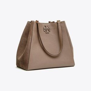 Tory Burch Mcgraw Mixed-materials Taupe carryall
